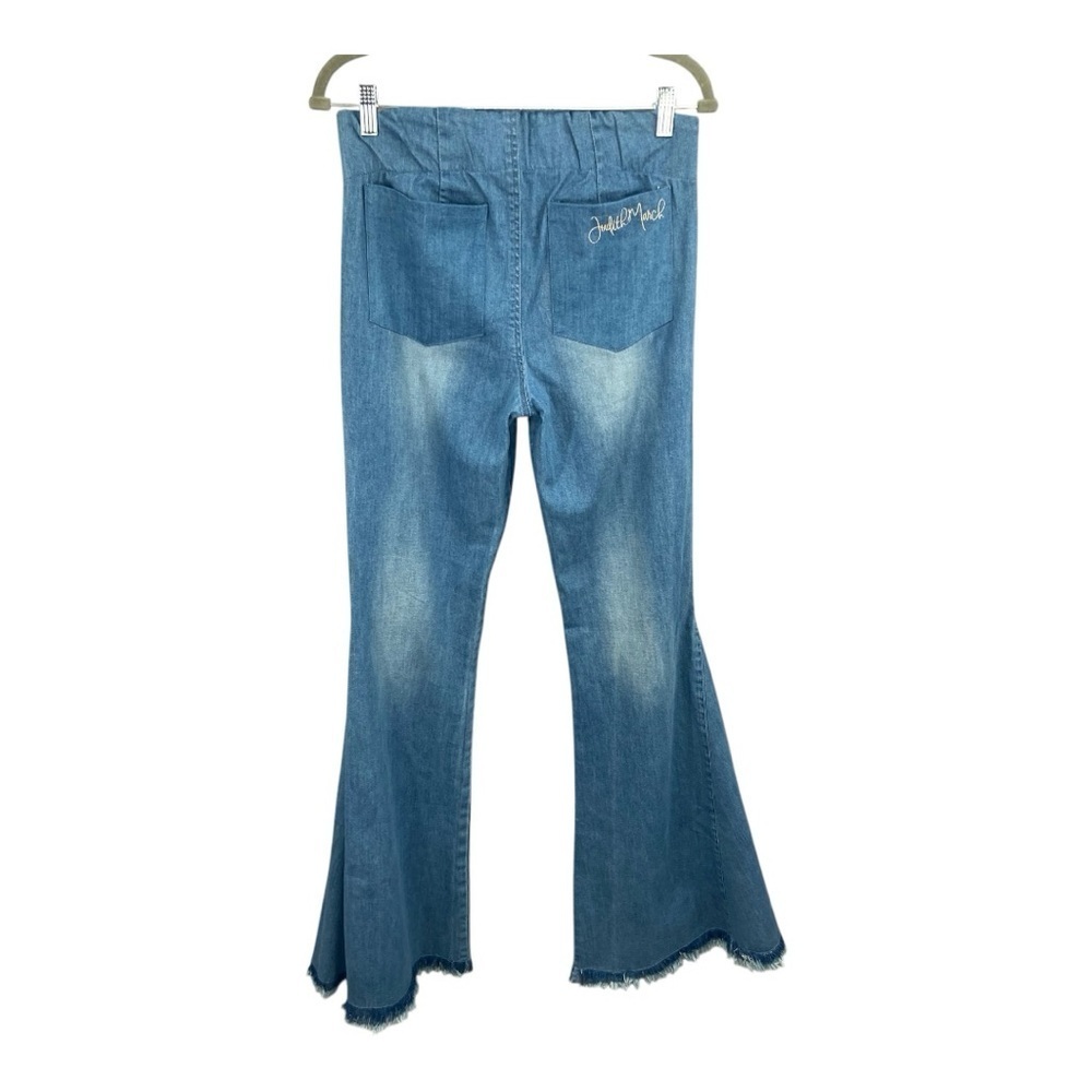 Judith March High Rise Lace Up Front Stretch Flare Bell Bottom Denim Jeans - Picture 2 of 8